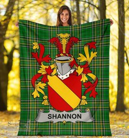 Scottish Shannon Coat of Arms Family Crest Ireland Blanket Irish National Tartan Irish County Blanket
