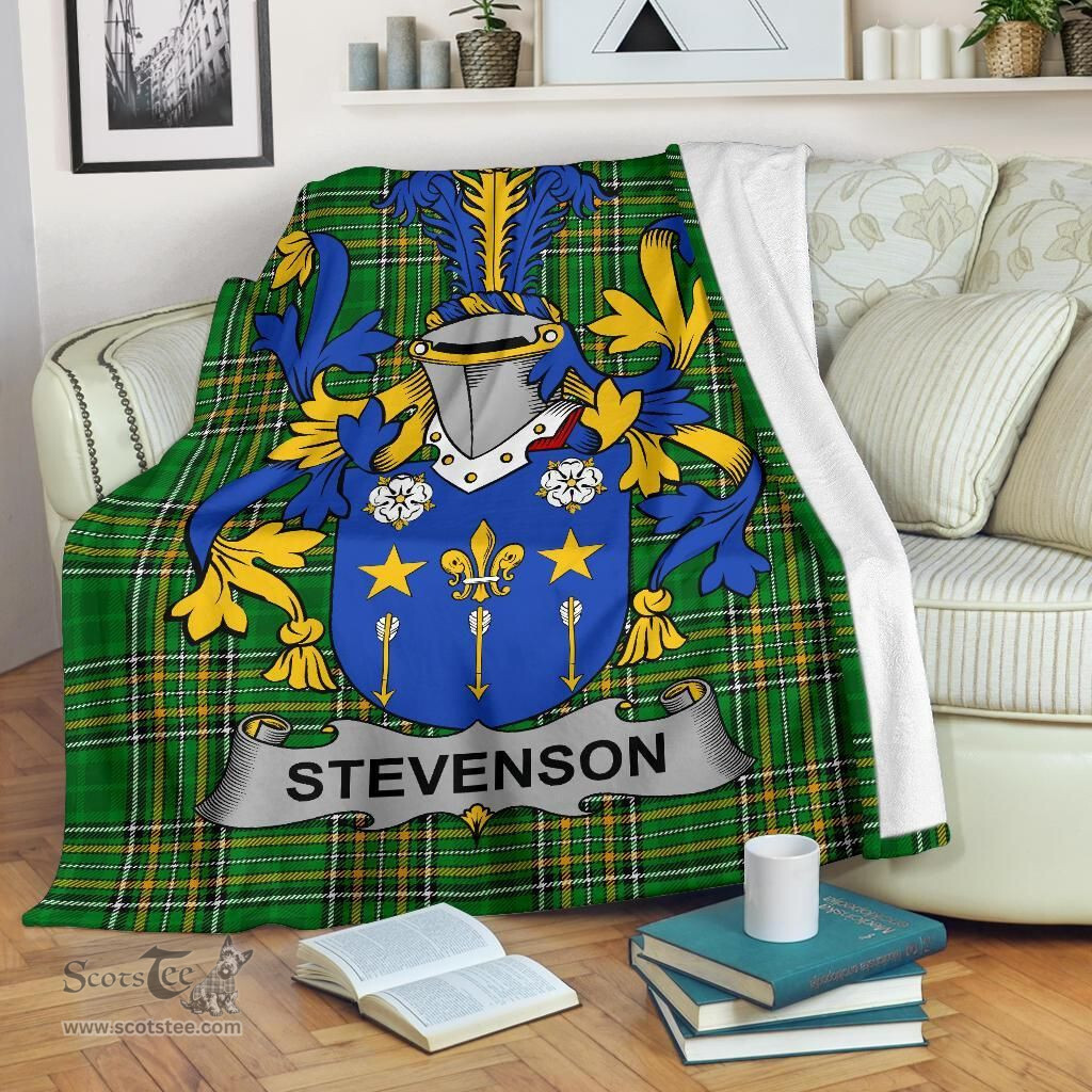 Scottish Stevenson Coat of Arms Family Crest Ireland Blanket Irish National Tartan Irish County Blanket