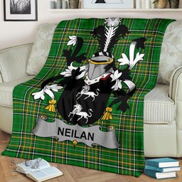 Scottish Neilan or O'Neylan Coat of Arms Family Crest Ireland Blanket Irish National Tartan Irish County Blanket