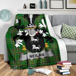 Scottish Neilan or O'Neylan Coat of Arms Family Crest Ireland Blanket Irish National Tartan Irish County Blanket