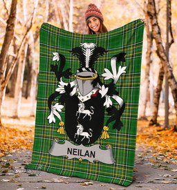 Scottish Neilan or O'Neylan Coat of Arms Family Crest Ireland Blanket Irish National Tartan Irish County Blanket
