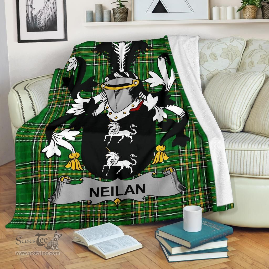 Scottish Neilan or O'Neylan Coat of Arms Family Crest Ireland Blanket Irish National Tartan Irish County Blanket