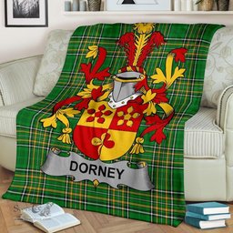 Scottish Dorney or O'Dorney Coat of Arms Family Crest Ireland Blanket Irish National Tartan Irish County Blanket