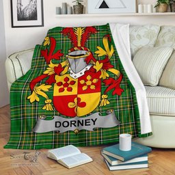 Scottish Dorney or O'Dorney Coat of Arms Family Crest Ireland Blanket Irish National Tartan Irish County Blanket