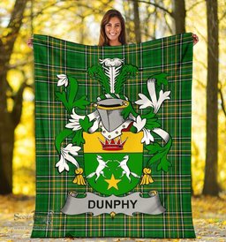 Scottish Dunphy (Middle Temple - Burke's) Coat of Arms Family Crest Ireland Blanket Irish National Tartan Irish County Blanket