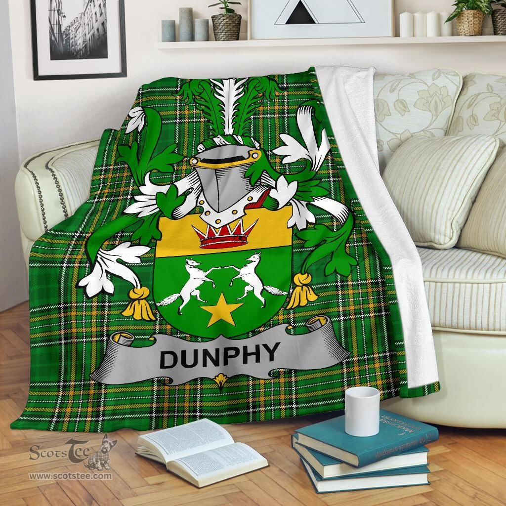 Scottish Dunphy (Middle Temple - Burke's) Coat of Arms Family Crest Ireland Blanket Irish National Tartan Irish County Blanket