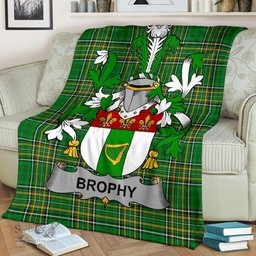 Scottish Brophy or O'Brophy Coat of Arms Family Crest Ireland Blanket Irish National Tartan Irish County Blanket