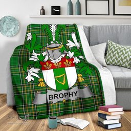 Scottish Brophy or O'Brophy Coat of Arms Family Crest Ireland Blanket Irish National Tartan Irish County Blanket