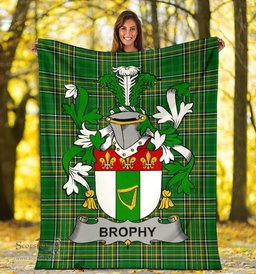 Scottish Brophy or O'Brophy Coat of Arms Family Crest Ireland Blanket Irish National Tartan Irish County Blanket