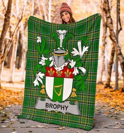 Scottish Brophy or O'Brophy Coat of Arms Family Crest Ireland Blanket Irish National Tartan Irish County Blanket