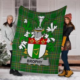 Scottish Brophy or O'Brophy Coat of Arms Family Crest Ireland Blanket Irish National Tartan Irish County Blanket
