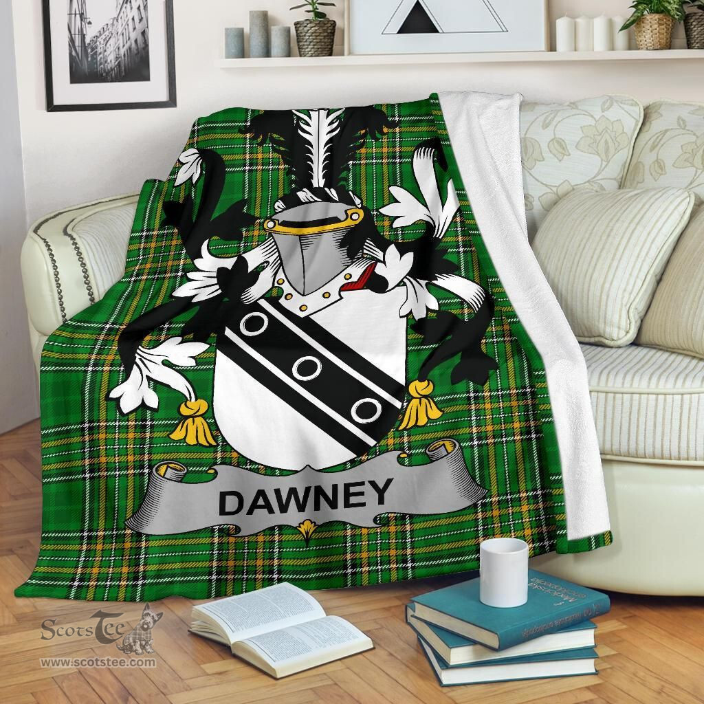 Scottish Dawney or Dawnay Coat of Arms Family Crest Ireland Blanket Irish National Tartan Irish County Blanket