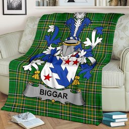 Scottish Biggar Coat of Arms Family Crest Ireland Blanket Irish National Tartan Irish County Blanket