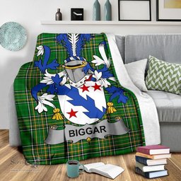 Scottish Biggar Coat of Arms Family Crest Ireland Blanket Irish National Tartan Irish County Blanket