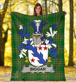 Scottish Biggar Coat of Arms Family Crest Ireland Blanket Irish National Tartan Irish County Blanket