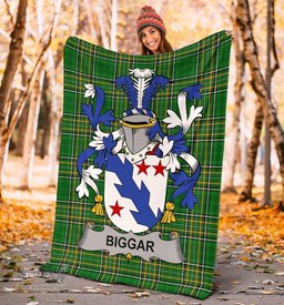 Scottish Biggar Coat of Arms Family Crest Ireland Blanket Irish National Tartan Irish County Blanket