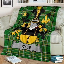 Scottish Kyle Coat of Arms Family Crest Ireland Blanket Irish National Tartan Irish County Blanket