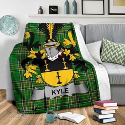 Scottish Kyle Coat of Arms Family Crest Ireland Blanket Irish National Tartan Irish County Blanket