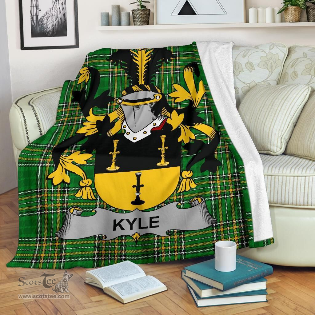 Scottish Kyle Coat of Arms Family Crest Ireland Blanket Irish National Tartan Irish County Blanket