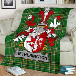 Scottish Hetherington Coat of Arms Family Crest Ireland Blanket Irish National Tartan Irish County Blanket