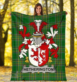 Scottish Hetherington Coat of Arms Family Crest Ireland Blanket Irish National Tartan Irish County Blanket