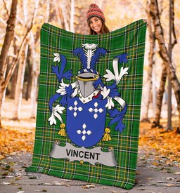 Scottish Vincent Coat of Arms Family Crest Ireland Blanket Irish National Tartan Irish County Blanket