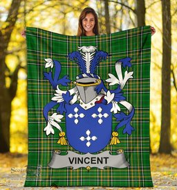 Scottish Vincent Coat of Arms Family Crest Ireland Blanket Irish National Tartan Irish County Blanket