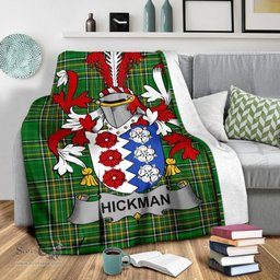 Scottish Hickman Coat of Arms Family Crest Ireland Blanket Irish National Tartan Irish County Blanket