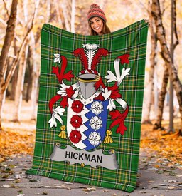 Scottish Hickman Coat of Arms Family Crest Ireland Blanket Irish National Tartan Irish County Blanket