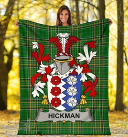 Scottish Hickman Coat of Arms Family Crest Ireland Blanket Irish National Tartan Irish County Blanket