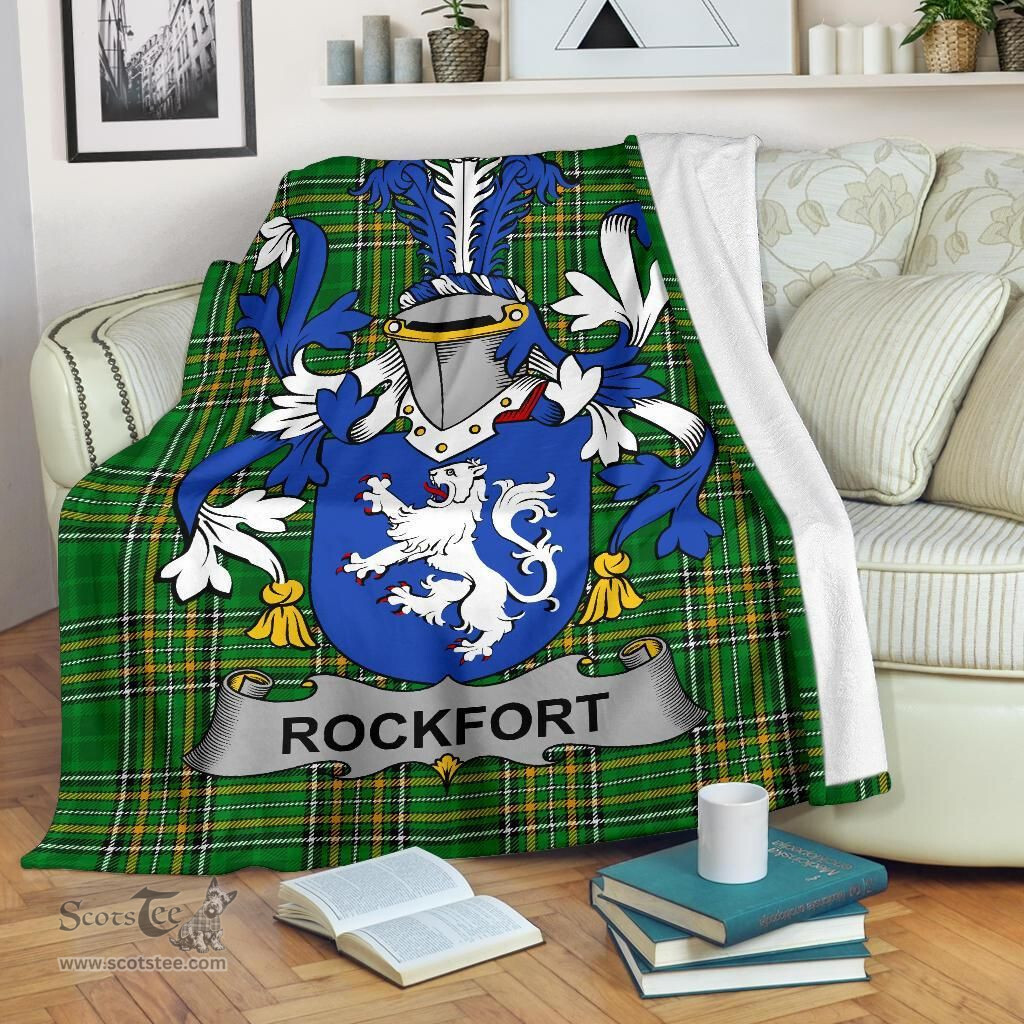 Scottish Rockfort Coat of Arms Family Crest Ireland Blanket Irish National Tartan Irish County Blanket