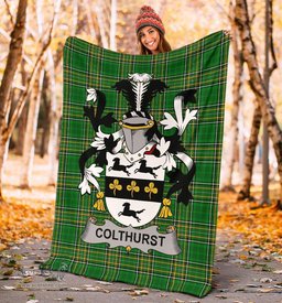 Scottish Colthurst Coat of Arms Family Crest Ireland Blanket Irish National Tartan Irish County Blanket