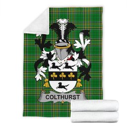 Scottish Colthurst Coat of Arms Family Crest Ireland Blanket Irish National Tartan Irish County Blanket