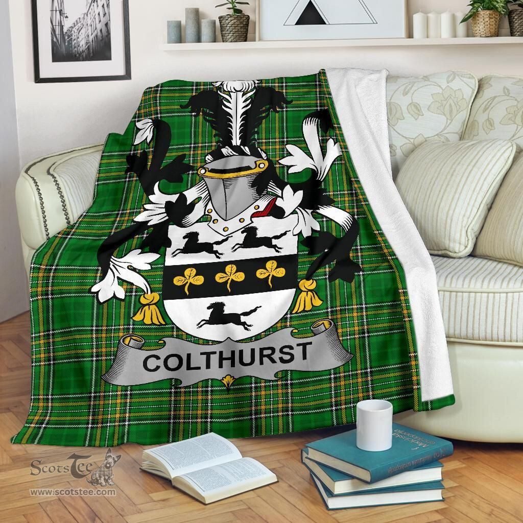 Scottish Colthurst Coat of Arms Family Crest Ireland Blanket Irish National Tartan Irish County Blanket