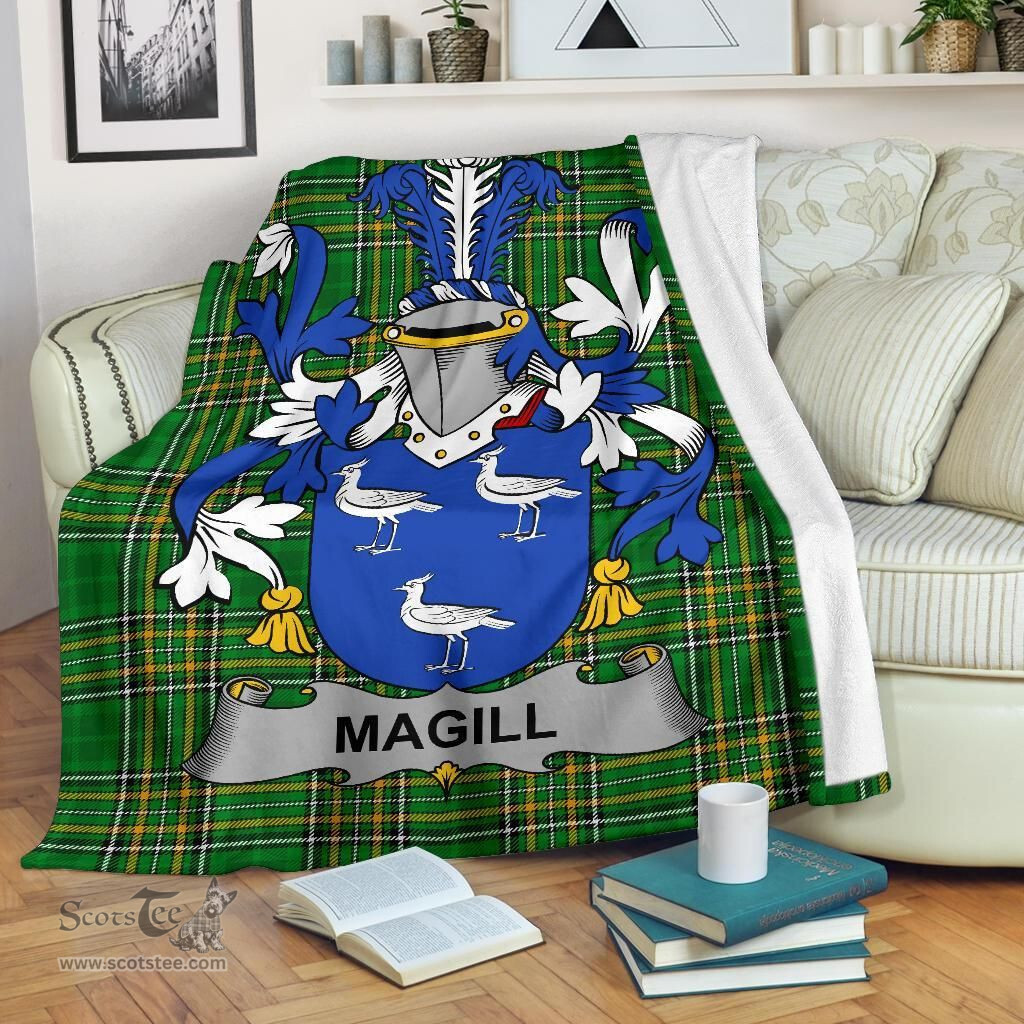 Scottish Magill Coat of Arms Family Crest Ireland Blanket Irish National Tartan Irish County Blanket