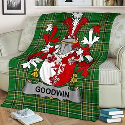 Scottish Goodwin Coat of Arms Family Crest Ireland Blanket Irish National Tartan Irish County Blanket