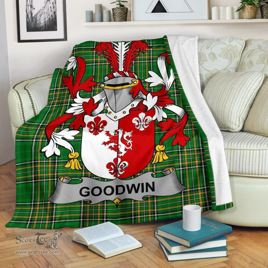 Scottish Goodwin Coat of Arms Family Crest Ireland Blanket Irish National Tartan Irish County Blanket