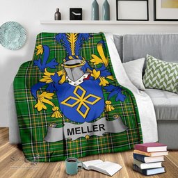 Scottish Meller Coat of Arms Family Crest Ireland Blanket Irish National Tartan Irish County Blanket