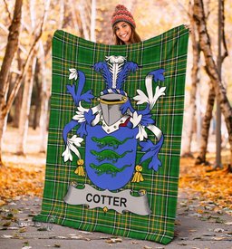 Scottish Cotter or MacCotter Coat of Arms Family Crest Ireland Blanket Irish National Tartan Irish County Blanket