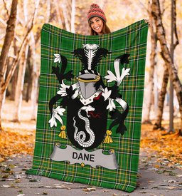 Scottish Dane or O'Dane Coat of Arms Family Crest Ireland Blanket Irish National Tartan Irish County Blanket