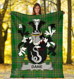 Scottish Dane or O'Dane Coat of Arms Family Crest Ireland Blanket Irish National Tartan Irish County Blanket