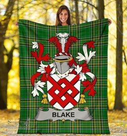 Scottish Blake Coat of Arms Family Crest Ireland Blanket Irish National Tartan Irish County Blanket