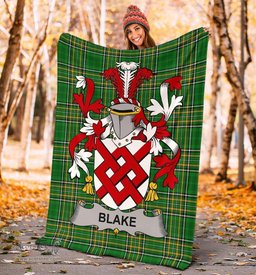 Scottish Blake Coat of Arms Family Crest Ireland Blanket Irish National Tartan Irish County Blanket