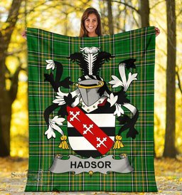Scottish Hadsor Coat of Arms Family Crest Ireland Blanket Irish National Tartan Irish County Blanket