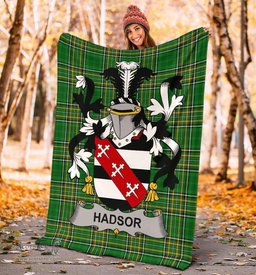 Scottish Hadsor Coat of Arms Family Crest Ireland Blanket Irish National Tartan Irish County Blanket