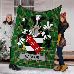 Scottish Hadsor Coat of Arms Family Crest Ireland Blanket Irish National Tartan Irish County Blanket