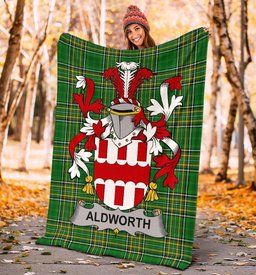 Scottish Aldworth Coat of Arms Family Crest Ireland Blanket Irish National Tartan Irish County Blanket