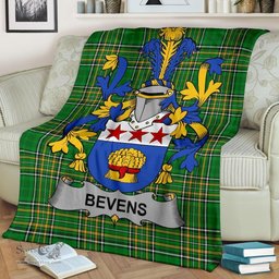 Scottish Bevens Coat of Arms Family Crest Ireland Blanket Irish National Tartan Irish County Blanket