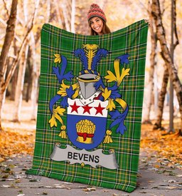 Scottish Bevens Coat of Arms Family Crest Ireland Blanket Irish National Tartan Irish County Blanket