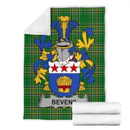 Scottish Bevens Coat of Arms Family Crest Ireland Blanket Irish National Tartan Irish County Blanket